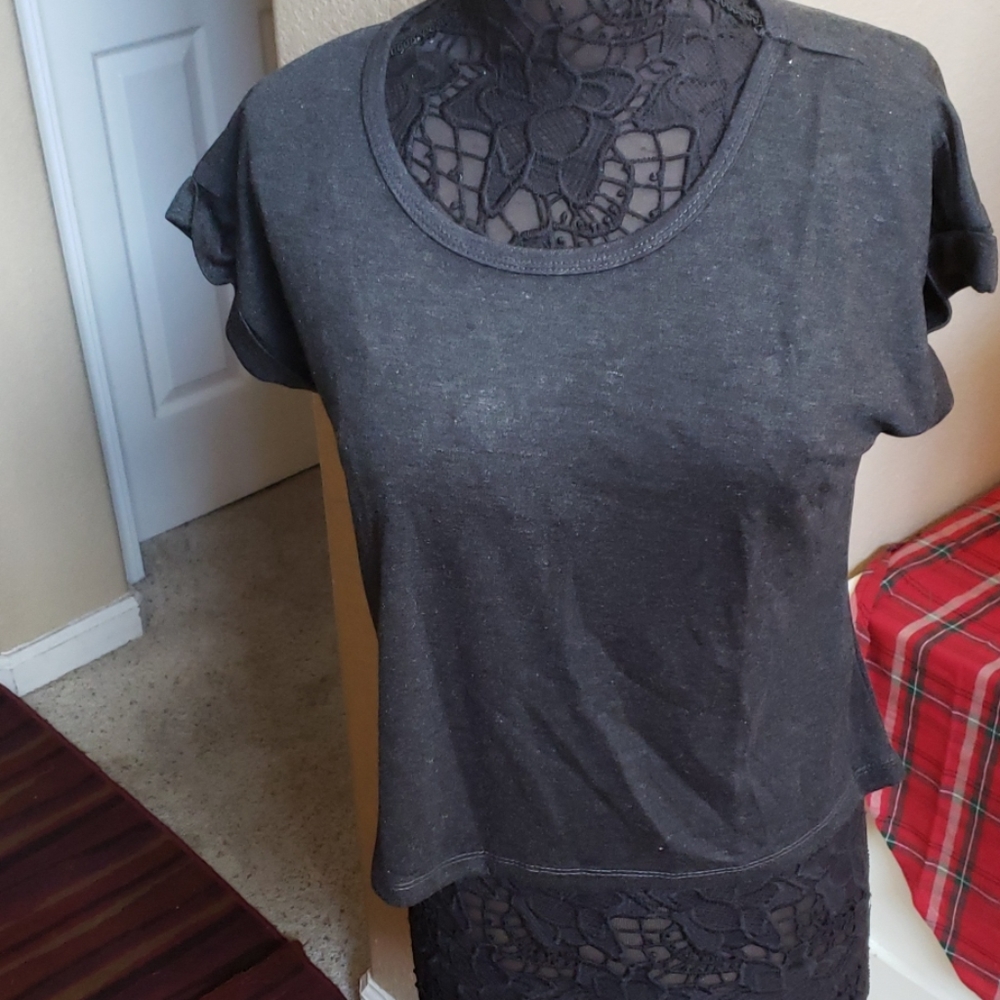 Mark T-shirt crop dark grey